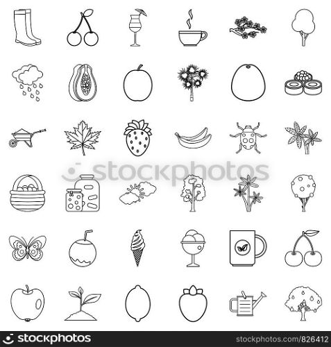 Pumpkin icons set. Outline style of 36 pumpkin vector icons for web isolated on white background. Pumpkin icons set, outline style