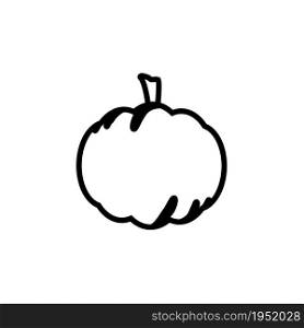 Pumpkin in a black stroke on a white background.
