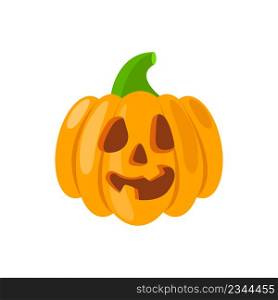 Pumpkin in cartoon style isolated on white background.