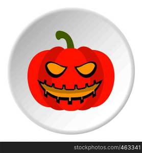 Pumpkin lantern icon in flat circle isolated vector illustration for web. Pumpkin lantern icon circle