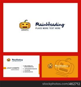 Pumpkin Logo design with Tagline & Front and Back Busienss Card Template. Vector Creative Design