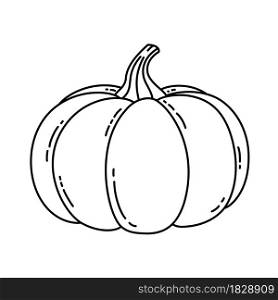 Pumpkin Outline. Halloween concept. healthy organic vegetable in cartoon style. Vector illustration.