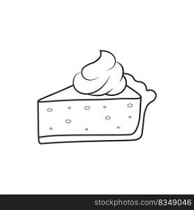Pumpkin pie thanksgiving and celebration, cake slice.Doodle vector illustration. Isolated on a white background