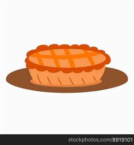 Pumpkin pie, traditional Thanksgiving food vector Illustration on a white background. Pumpkin pie, traditional Thanksgiving food vector Illustration on a white background.