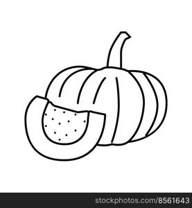 pumpkin piece line icon vector. pumpkin piece sign. isolated contour symbol black illustration. pumpkin piece line icon vector illustration