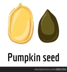 Pumpkin seed icon. Cartoon of pumpkin seed vector icon for web design isolated on white background. Pumpkin seed icon, cartoon style