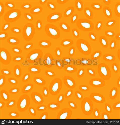 Pumpkin Seed Seamless Pattern Isolated on Orange Background. Pumpkin Seed Seamless Pattern on Orange Background
