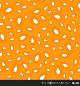 Pumpkin Seed Seamless Pattern Isolated on Orange Background. Pumpkin Seed Seamless Pattern on Orange Background