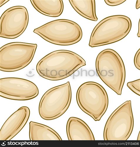 pumpkin seeds vector pattern on color background