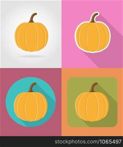 pumpkin vegetable flat icons with the shadow vector illustration isolated on background