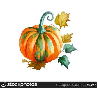 Pumpkin watercolor. Scottish. Vector illustration desing.
