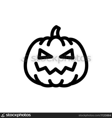 Pumpkin with an eye icon vector. A thin line sign. Isolated contour symbol illustration. Pumpkin with an eye icon vector. Isolated contour symbol illustration