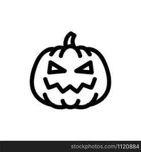 Pumpkin with an eye icon vector. A thin line sign. Isolated contour symbol illustration. Pumpkin with an eye icon vector. Isolated contour symbol illustration