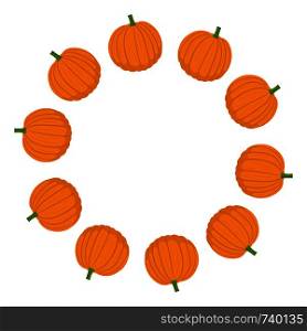 Pumpkin wreath. Fresh vegetables. Organic food. Vector illustration on white background.