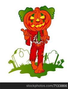 pumpkin zombie mascot cartoon isolated on white background