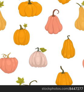 Pumpkins seamless pattern in cartoon orange style. Simple autumn pattern for fabric or fall background