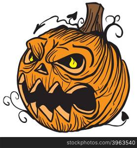 pumpkun head cartoon illustration isolated on white