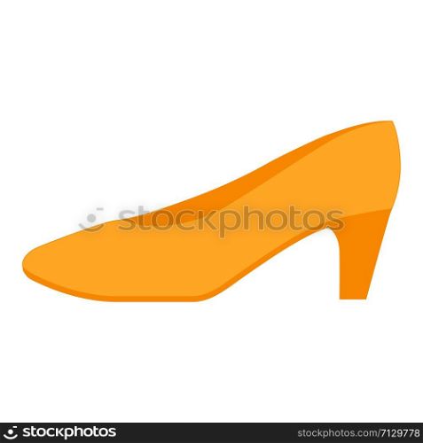 Pumps yellow flat color icon. Woman stylish formal footwear design. Female casual stacked kitten heels, luxury modern court shoes. Fashionable ladies clothing accessory. Vector silhouette illustration