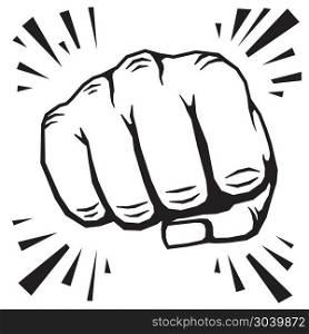 Punching fist hand vector illustration. Punching fist hand vector illustration. Human protest symbol or strong strike