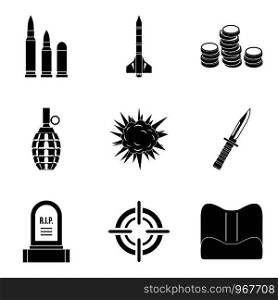 Punishment icons set. Simple set of 9 punishment vector icons for web isolated on white background. Punishment icons set, simple style