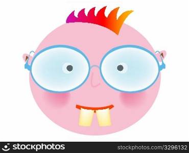 punk boy with glasses against white background, abstract vector art illustration
