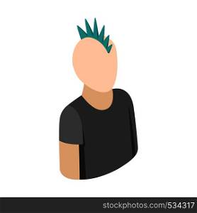 Punk guy icon in isometric 3d style on a white background. Punk guy icon, isometric 3d style