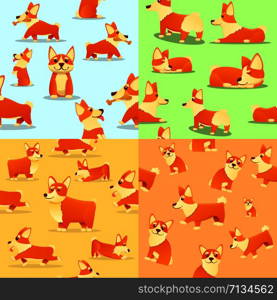 Puppy corgi dig pattern set. Cartoon illustration of puppy corgi dig vector pattern set for web design. Puppy corgi dig pattern set, cartoon style