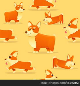 Puppy corgi dog pattern. Cartoon illustration of puppy corgi dog vector pattern for web design. Puppy corgi dog pattern, cartoon style