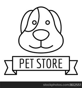 Puppy dog store logo. Outline puppy dog store vector logo for web design isolated on white background. Puppy dog store logo, outline style