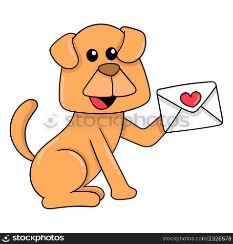 puppy is sitting delivering a love letter