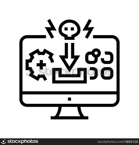 pups cyberspace crime line icon vector. pups cyberspace crime sign. isolated contour symbol black illustration. pups cyberspace crime line icon vector illustration