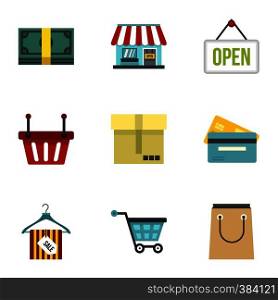Purchase icons set. Flat illustration of 9 purchase vector icons for web. Purchase icons set, flat style
