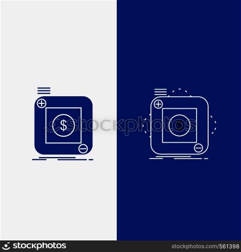 purchase, store, app, application, mobile Line and Glyph web Button in Blue color Vertical Banner for UI and UX, website or mobile application. Vector EPS10 Abstract Template background