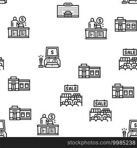 Purchases And Shopping Vector Seamless Pattern Thin Line Illustration. Purchases And Shopping Vector Seamless Pattern