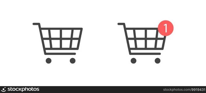 Purchases cart icons. Online shopping buy. Vector flat illustration for web marketing