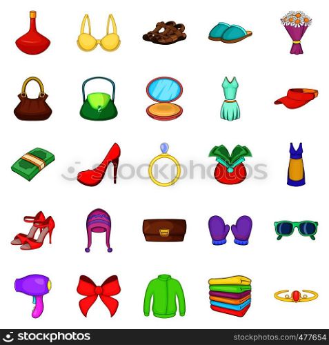 Purchases icons set. Cartoon set of 25 purchases vector icons for web isolated on white background. Purchases icons set, cartoon style