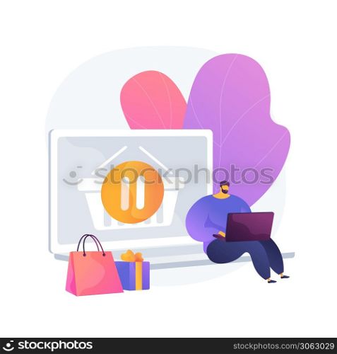 Purchases suspension, pause in shopping, postponing buy until later. Stop buying, enough goods, decline in shopping activity. Buyer cartoon character. Vector isolated concept metaphor illustration.. Purchases suspension vector concept metaphor.