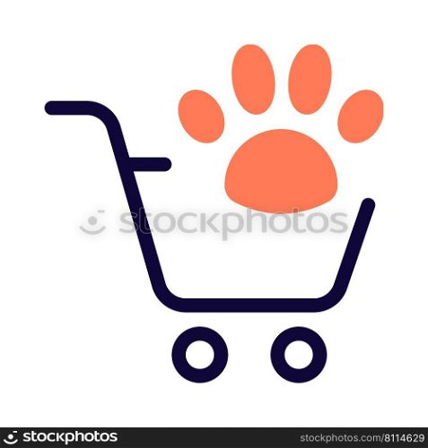 Purchasing animal supplies in a pet store.. Purchasing animal supplies in a pet store