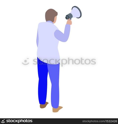 Purchasing manager megaphone icon. Isometric of purchasing manager megaphone vector icon for web design isolated on white background. Purchasing manager megaphone icon, isometric style