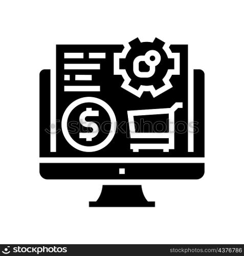 purchasing online glyph icon vector. purchasing online sign. isolated contour symbol black illustration. purchasing online glyph icon vector illustration