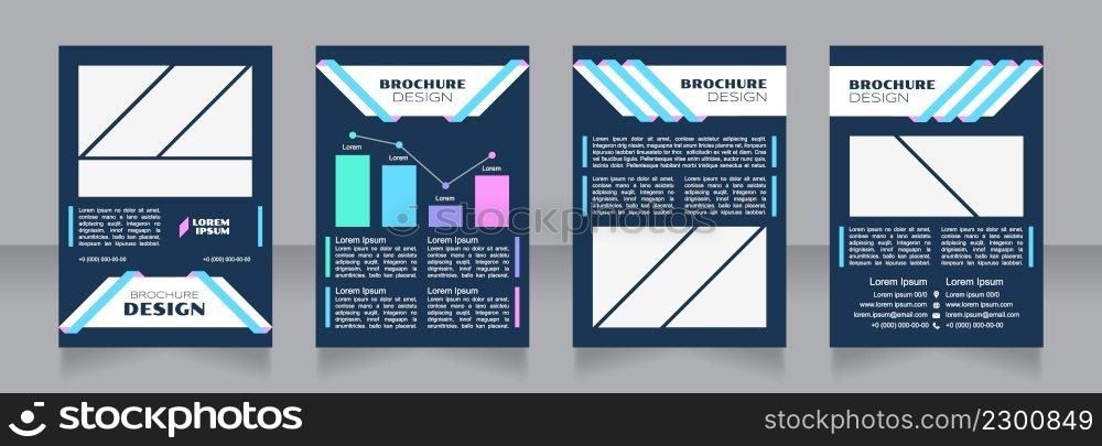 Purchasing power blue blank brochure design. Template set with copy space for text. Premade corporate reports collection. Editable 4 paper pages. Syncopate, Poller One, Arial Regular fonts used. Purchasing power blue blank brochure design