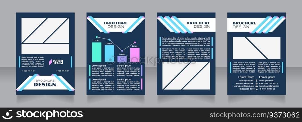 Purchasing power blue blank brochure design. Template set with copy space for text. Premade corporate reports collection. Editable 4 paper pages. Syncopate, Poller One, Arial Regular fonts used. Purchasing power blue blank brochure design