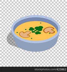 Puree soup with mushrooms isometric icon 3d on a transparent background vector illustration. Puree soup with mushrooms isometric icon