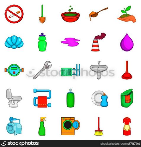 Purge icons set. Cartoon set of 25 purge vector icons for web isolated on white background. Purge icons set, cartoon style