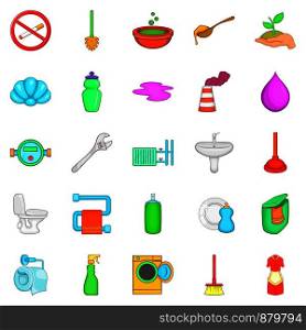 Purge icons set. Cartoon set of 25 purge vector icons for web isolated on white background. Purge icons set, cartoon style