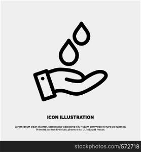 Purified, Water, Energy, Power Line Icon Vector