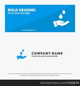 Purified, Water, Energy, Power SOlid Icon Website Banner and Business Logo Template