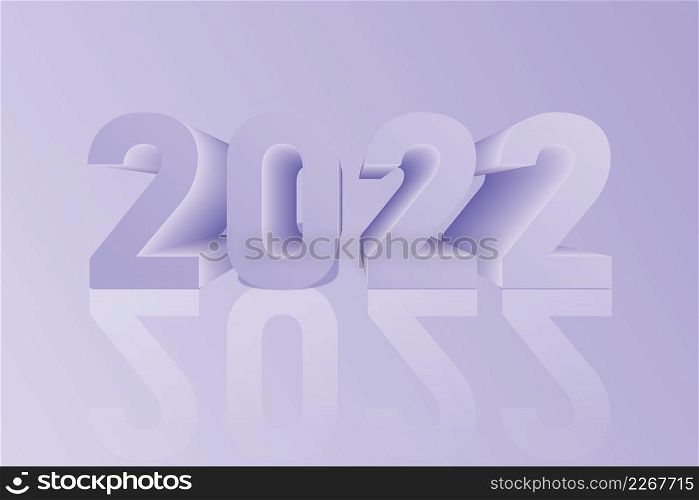 Purple 2022 3D on purple background illustration