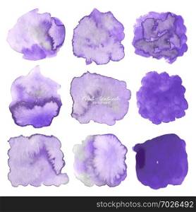 Purple abstract watercolor background. Watercolor element for card. Vector illustration.