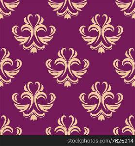 Purple and beige seamless floral pattern for background and textile design
